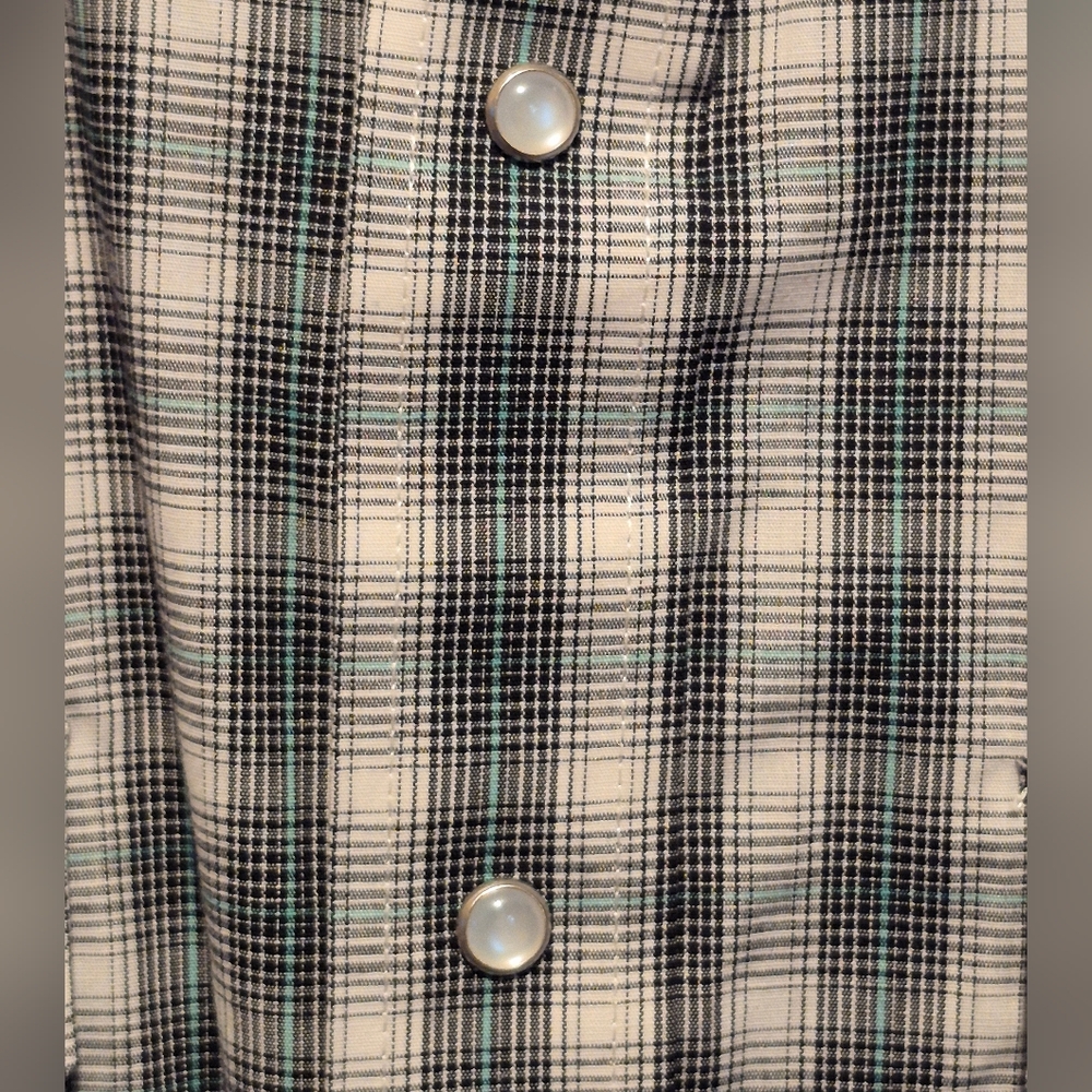 NWT LARGE TALL Luxury Wrangler Western Men's Black & White Plaid Shirt - Picture 4 of 15